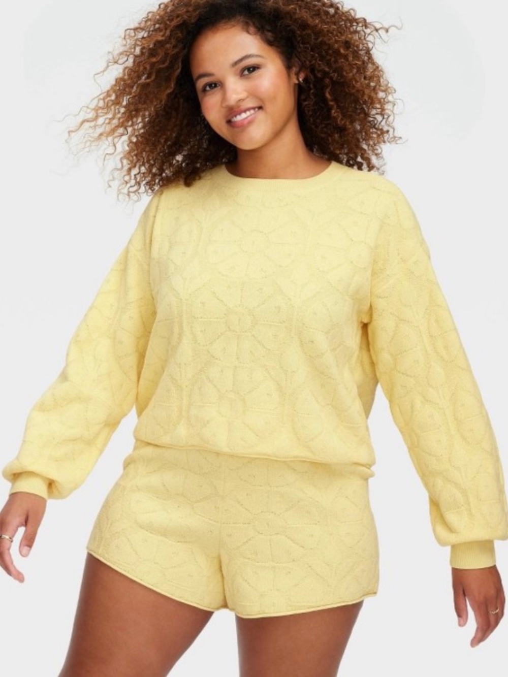 Women's Daisy Floral Embossed Terry Crewneck Sweatshirt - Roller Rabbit X Target
